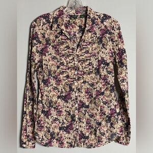 Eddie Bauer Floral Blouse Size Medium -